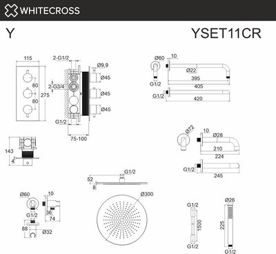 Душевая система со смесителем Whitecross Y YSET11BL