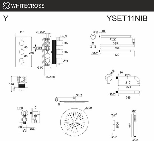 Душевая система со смесителем Whitecross Y YSET11NIB