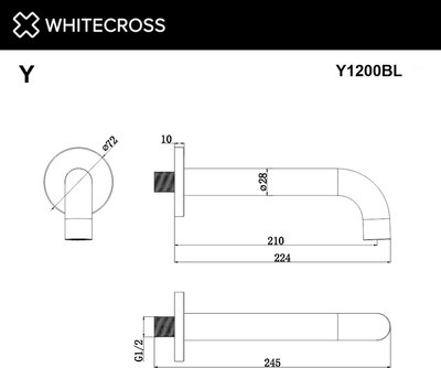 Излив для верхнего душа Whitecross Y1200BL