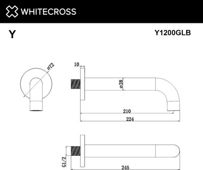 Излив для верхнего душа Whitecross Y1200GLB