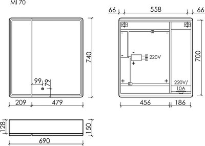 Шкаф с зеркалом для ванной Sancos Mirror MI70ECH