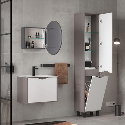 Шкаф с зеркалом для ванной EQUIL Smile LED D600