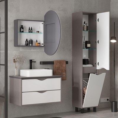 Шкаф с зеркалом для ванной EQUIL Smile LED D800