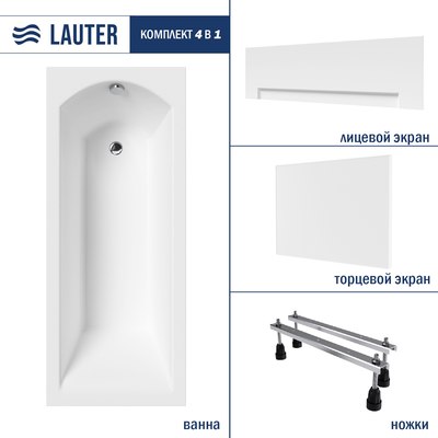 Ванна акриловая Lauter Amelia 180х80 / 21204080 - фото