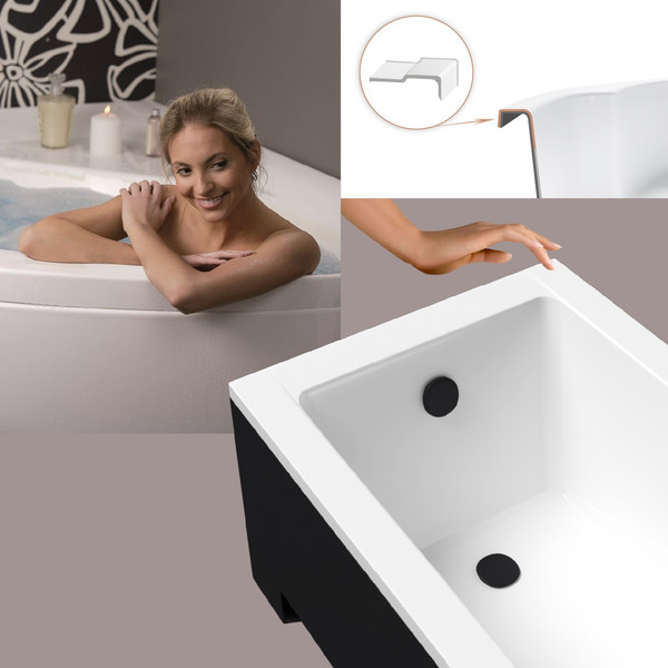 Ванна акриловая Lauter Estelle 150х70 / 21206050 (с ножками, лицевым черным и торцевым экраном)