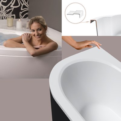 Ванна акриловая Lauter Bliss 170х75  L / 21201071L (с ножками и черным подголовником)