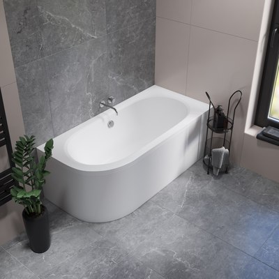 Ванна акриловая Lauter Bliss 170х75  L / 21201071L (с ножками и черным подголовником)