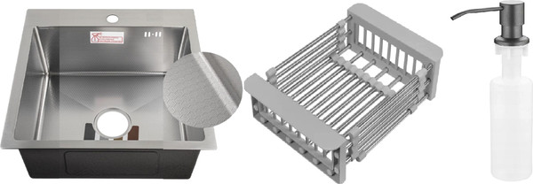 Мойка кухонная Schtoff Best Decor Silver 5050 + KR-1 + SD-1 - фото