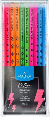 Набор простых карандашей Lorex V-Type Neon / LXLPVTS-NN - фото