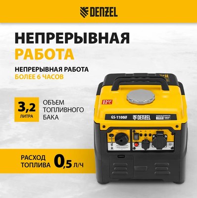 Инверторный генератор Denzel GS-1100iF / 94706
