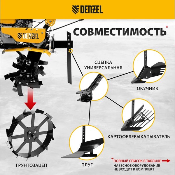 Мотоблок бензиновый Denzel DPT-270SB / 56452