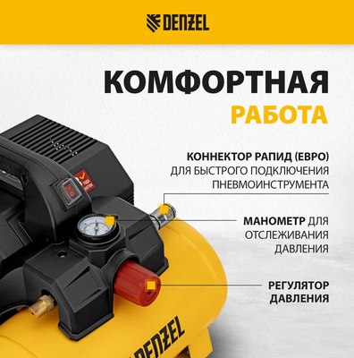 Воздушный компрессор Denzel Безмаслянный DLS750/6 / 58019