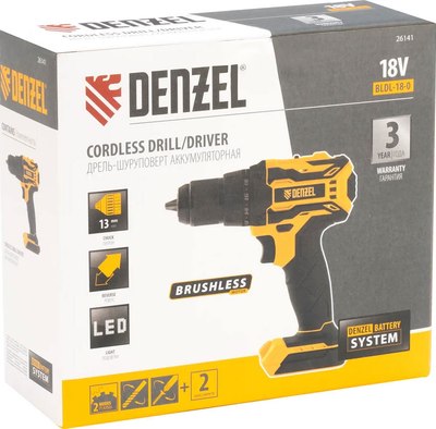 Аккумуляторная дрель-шуруповерт Denzel BLDL-18-0 / 26141