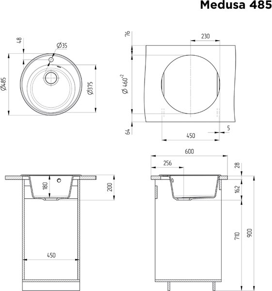 Мойка кухонная Maunfeld Medusa 485 MFQS-485B