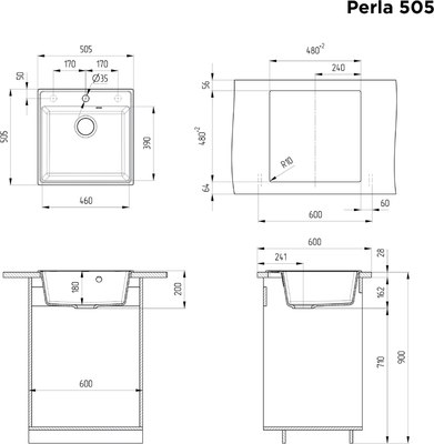 Мойка кухонная Maunfeld Perla 505 MFQS-505B