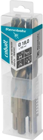 Набор сверл Rennbohr Cobalt Prom 18.0х195мм Хв.12.0мм HSS-Co Р6М5К5 / 671180 - фото