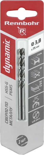 Набор сверл Rennbohr 3.8x75мм HSS-G P6M5 Dynamic Card / 675038 - фото