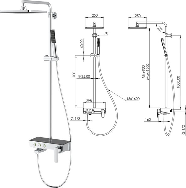 Душевая система со смесителем Teska Niagara NG3501S