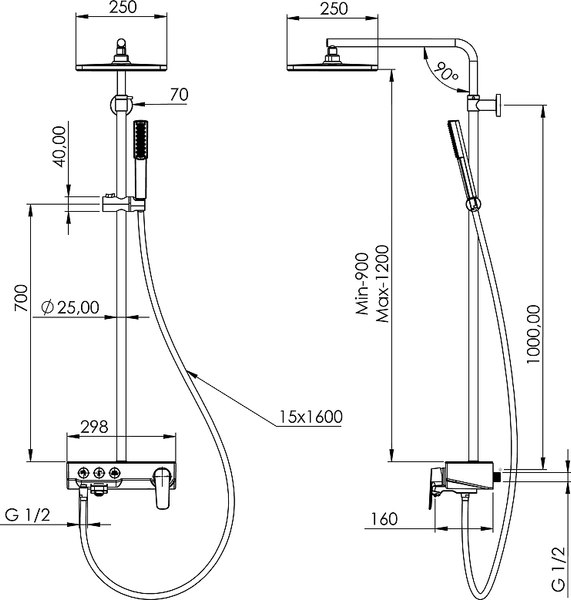 Душевая система со смесителем Teska Niagara NG3501S