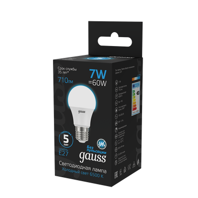 Лампа Gauss A60 7W 710lm 6500K E27 LED / 102502307