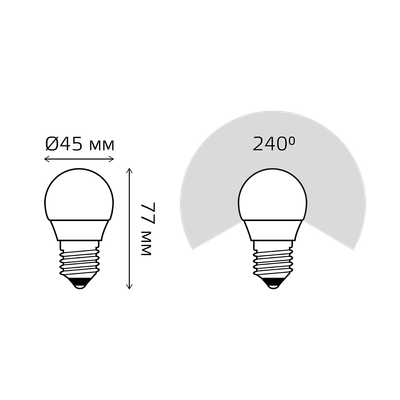 Лампа Gauss Шар 9.5W 950lm 4100K E27 LED / 105102210