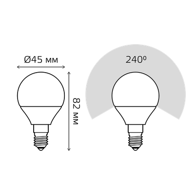 Лампа Gauss Шар 9.5W 950lm 4100K E14 LED / 105101210