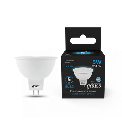Лампа Gauss MR16 5W 530lm 6500K GU5.3 LED / 101505305
