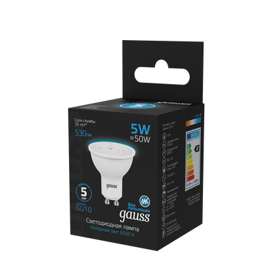 Лампа Gauss MR16 5W 530lm 6500K GU10 LED / 101506305
