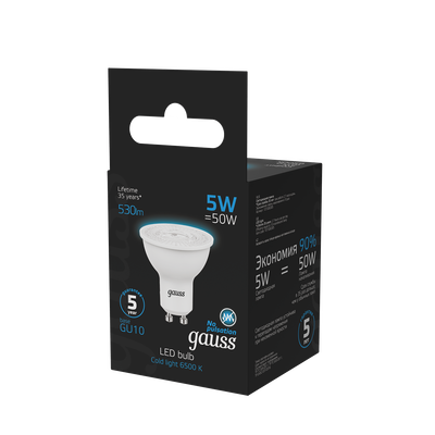 Лампа Gauss MR16 5W 530lm 6500K GU10 LED / 101506305