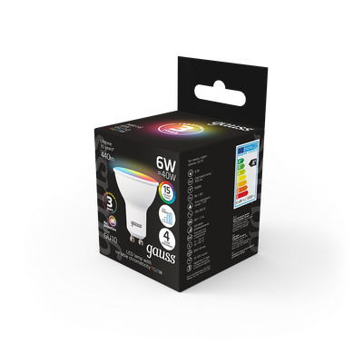 Лампа Gauss MR16 6W GU10 RGBW+димирование LED / 101106406