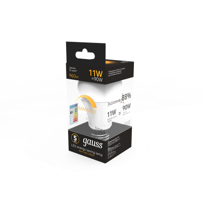 Лампа Gauss A60 11W 960lm 3000К E27 диммируемая LED / 102502111-D
