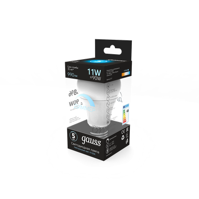 Лампа Gauss A60 11W 990lm 4100К E27 диммируемая LED / 102502211-D