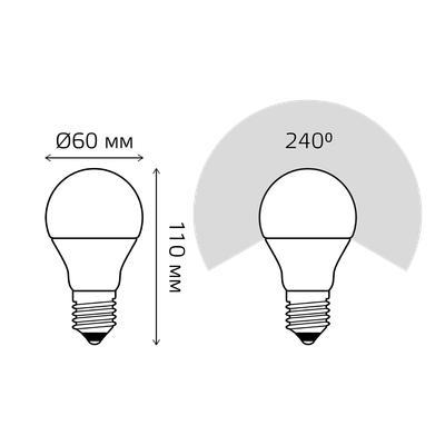 Лампа Gauss A60 11W 990lm 4100К E27 диммируемая LED / 102502211-D