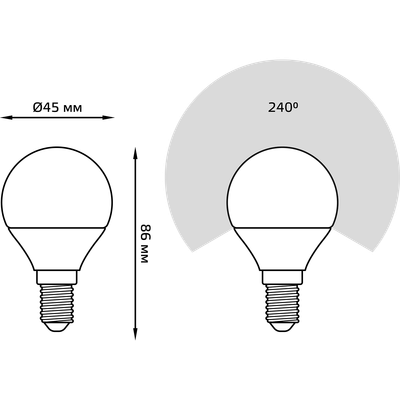 Лампа Gauss Шар 7W 590lm 6500К E14 диммируемая LED / 105101307-D