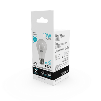 Лампа Gauss Elementary A60 10W 920lm 4100K Е27 LED / 23220