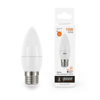 Лампа Gauss Elementary Свеча 10W 750lm 3000K E27 LED / 30210