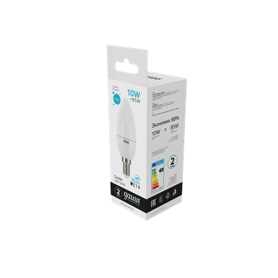 Лампа Gauss Elementary Свеча 10W 730lm 4100K Е14 LED / 33120