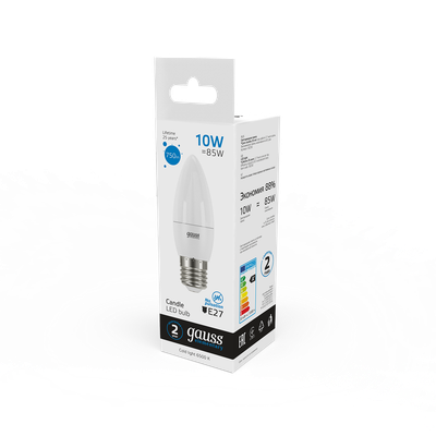 Лампа Gauss Elementary Свеча 10W 750lm 6500K E27 LED / 30230