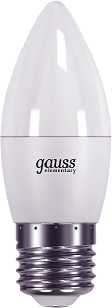 Лампа Gauss Elementary Свеча 6W 420lm 3000K Е27 LED / 33216 - фото