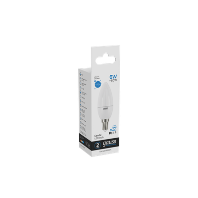 Лампа Gauss Elementary Свеча 6W 470lm 6500K Е14 LED / 33136