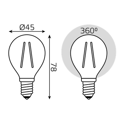 Лампа Gauss Filament Шар 5W 400lm 2700К Е14 Golden LED / 105801005