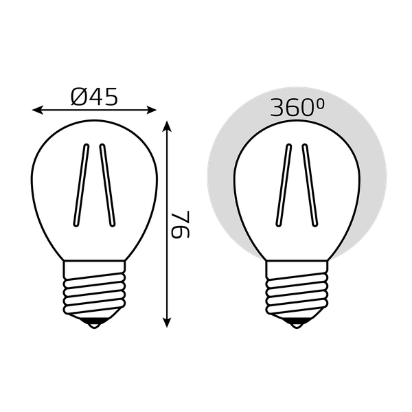 Лампа Gauss Filament Elementary Шар 10W 670lm 4100К Е27 LED / 52220