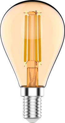 Лампа Gauss Basic Filament Шар 3.8W 350lm 2400К Е14 Golden LED / 1057154 - фото