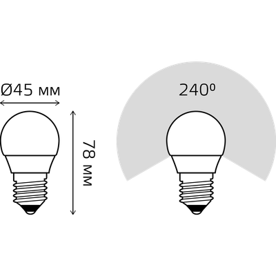 Лампа Gauss Шар 6.5W 550lm 6500K E27 LED / 105102307