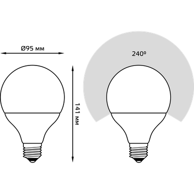 Лампа Gauss G95 16W 1540lm 6500K E27 LED /105102316