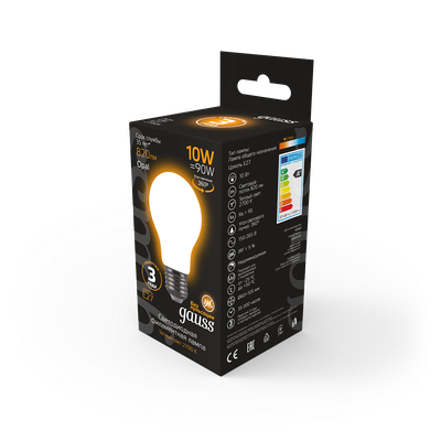 Лампа Gauss Filament А60 10W 820lm 2700К Е27 Milky LED / 102202110