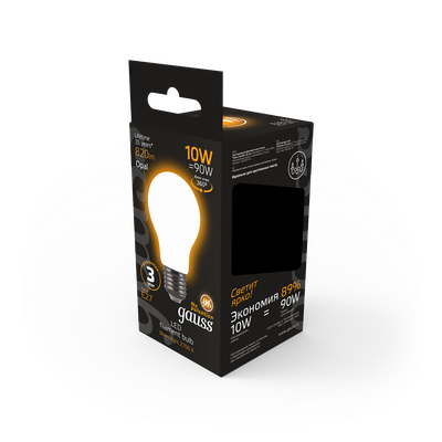 Лампа Gauss Filament А60 10W 820lm 2700К Е27 Milky LED / 102202110