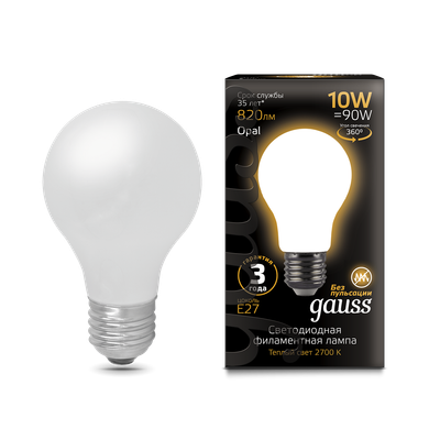 Лампа Gauss Filament А60 10W 820lm 2700К Е27 Milky LED / 102202110