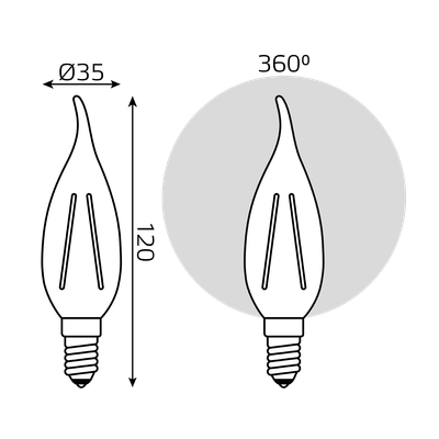 Лампа Gauss Filament Elementary Свеча 10W 670lm 4100К Е14 LED / 42120