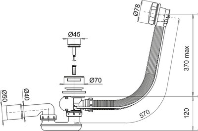 Сифон Whitecross 60см / SPWC60GM